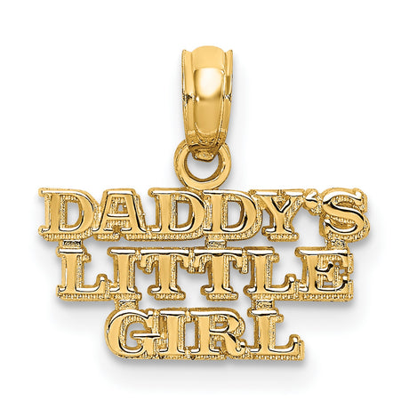 10k Yellow Gold Pendant, Heart Charm with Daddys Little Girl Message, Sentimental Jewelry for Women