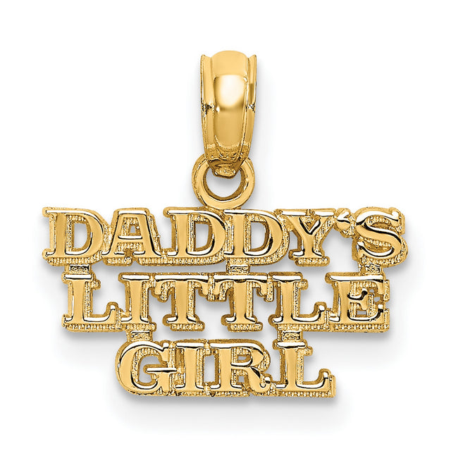 10k Yellow Gold Pendant, Heart Charm with Daddys Little Girl Message, Sentimental Jewelry for Women