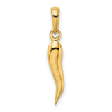 10k Yellow Gold Italian Horn Pendant, Cornicello Amulet for Protection and Good Luck