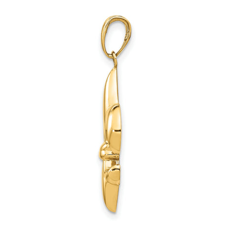 10k Yellow Gold Fleur-de-Lis Pendant, Polished French Lily Religious Charm, Unisex Jewelry