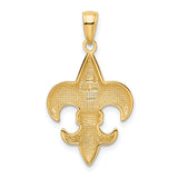 10k Yellow Gold Fleur-de-Lis Pendant, Polished French Lily Religious Charm, Unisex Jewelry