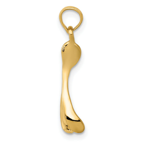 10k Yellow Gold Wishbone Pendant, Minimalist Luck Symbol, Dainty Charm for Women