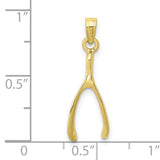 10k Yellow Gold Wishbone Pendant, Minimalist Luck Symbol, Dainty Charm for Women