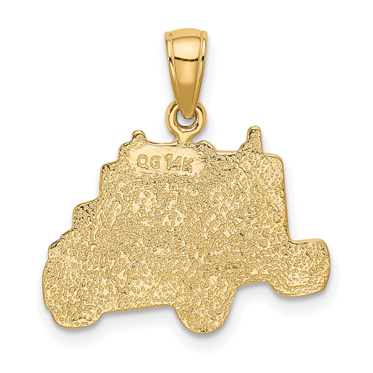 10k Yellow Gold Semi Truck Pendant with Cab Design, Trucker Theme Jewelry for Men