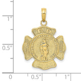 10k Yellow Gold Firefighter Pendant with St. Florian and Maltese Cross Symbols