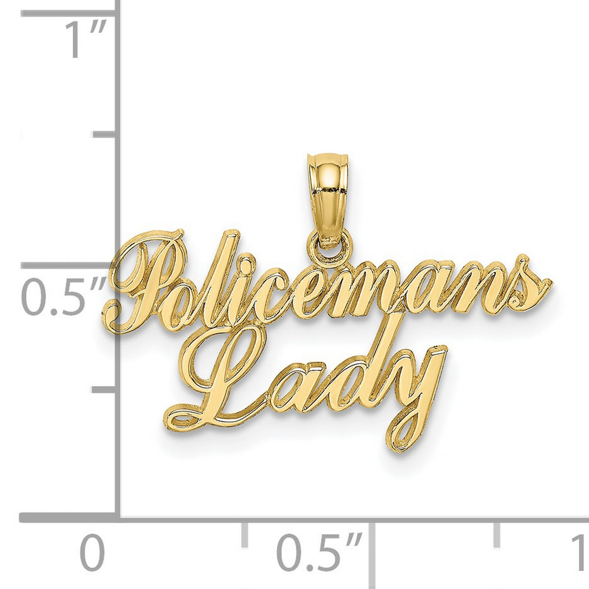 10k Yellow Gold Policemans Lady Pendant, Script Charm, Law Enforcement Tribute Jewelry