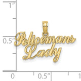 10k Yellow Gold Policemans Lady Pendant, Script Charm, Law Enforcement Tribute Jewelry