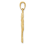 10k Yellow Gold Palm Tree Pendant, Textured Tropical Beach Charm, Travel Theme for Women or Unisex