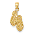 10k Yellow Gold Flip Flop Pendant Charm, Sandal Shape Beach Vacation Jewelry for Women or Unisex Wear