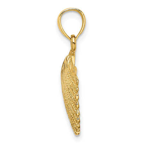 10k Yellow Gold Scallop Shell Pendant, Camino de Santiago Symbol, Religious Journey Charm