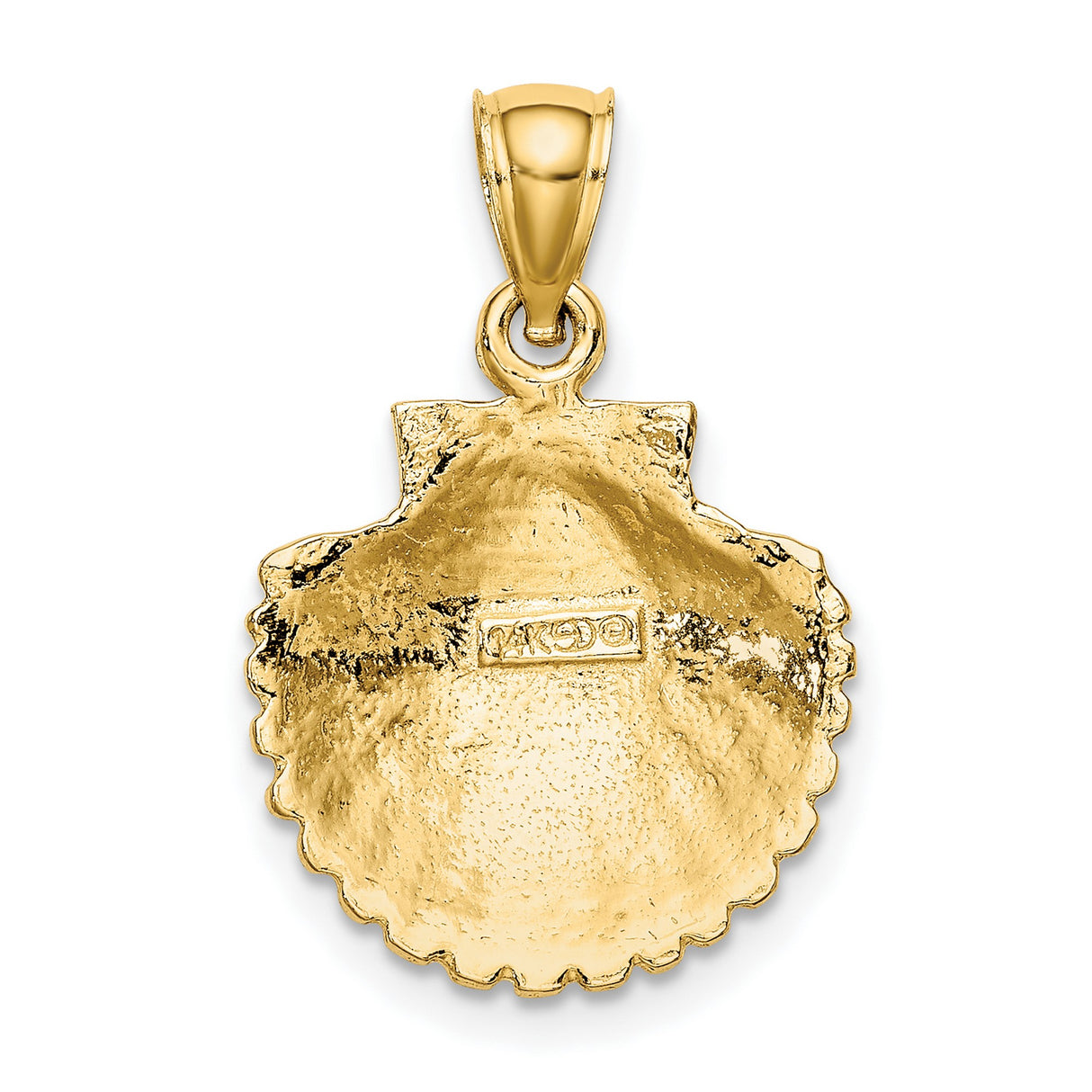 10k Yellow Gold Scallop Shell Pendant, Camino de Santiago Symbol, Religious Journey Charm