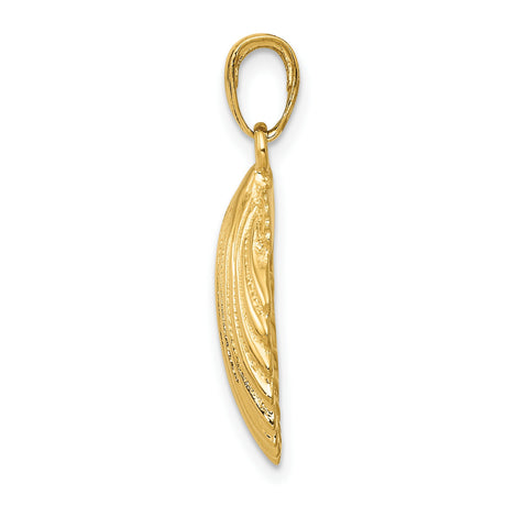 10k Yellow Gold Scallop Shell Pendant, Camino de Santiago Nautical Charm for Women