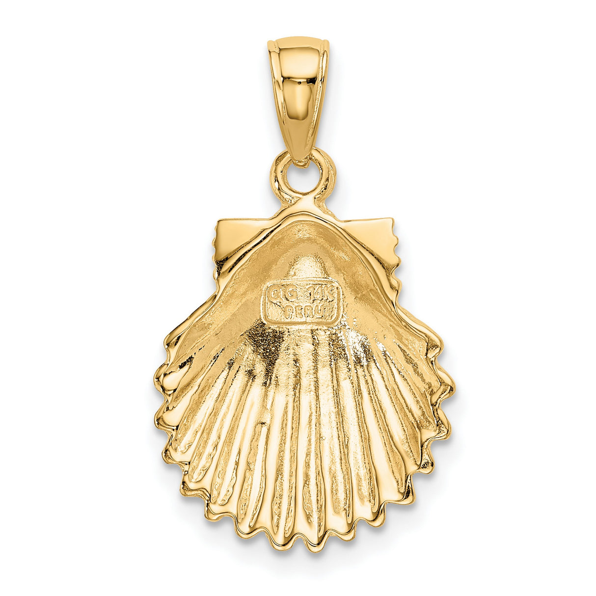 10k Yellow Gold Scallop Shell Pendant, Camino de Santiago Nautical Charm for Women