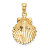 10k Yellow Gold Scallop Shell Pendant, Camino de Santiago Nautical Charm for Women