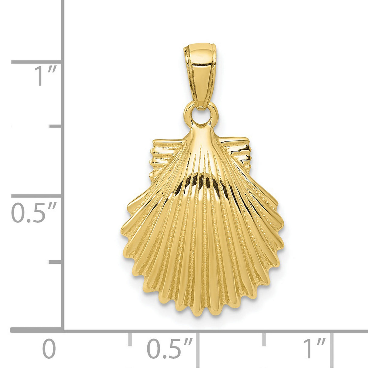 10k Yellow Gold Scallop Shell Pendant, Camino de Santiago Nautical Charm for Women