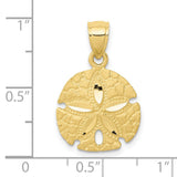 10k Yellow Gold Sand Dollar Pendant with Cutout Star, Textured Beach Nautical Style