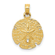 10k Yellow Gold Sand Dollar Pendant, Textured Sea Life Charm, Nautical Beach Style Jewelry