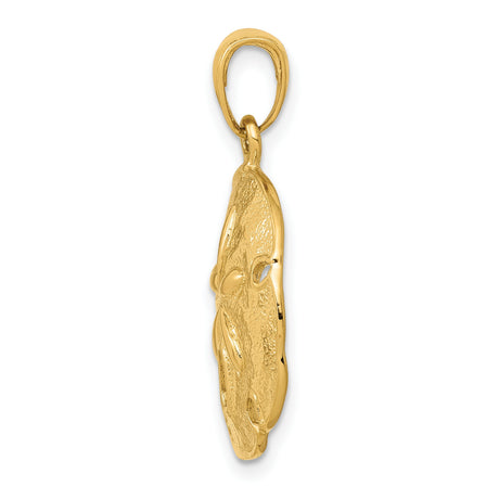 10k Yellow Gold Sand Dollar Pendant, Nautical Coastal Charm, Marine Life Design for Women