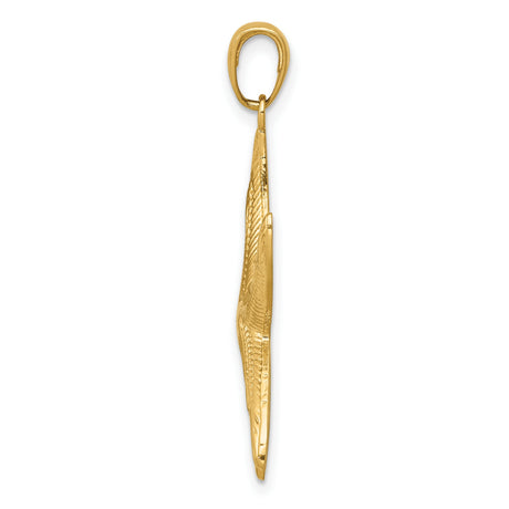 10k Yellow Gold Starfish Pendant with Textured Detailing, Nautical Ocean Theme Jewelry Charm