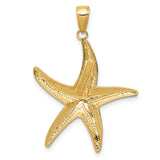 10k Yellow Gold Starfish Pendant with Textured Detailing, Nautical Ocean Theme Jewelry Charm