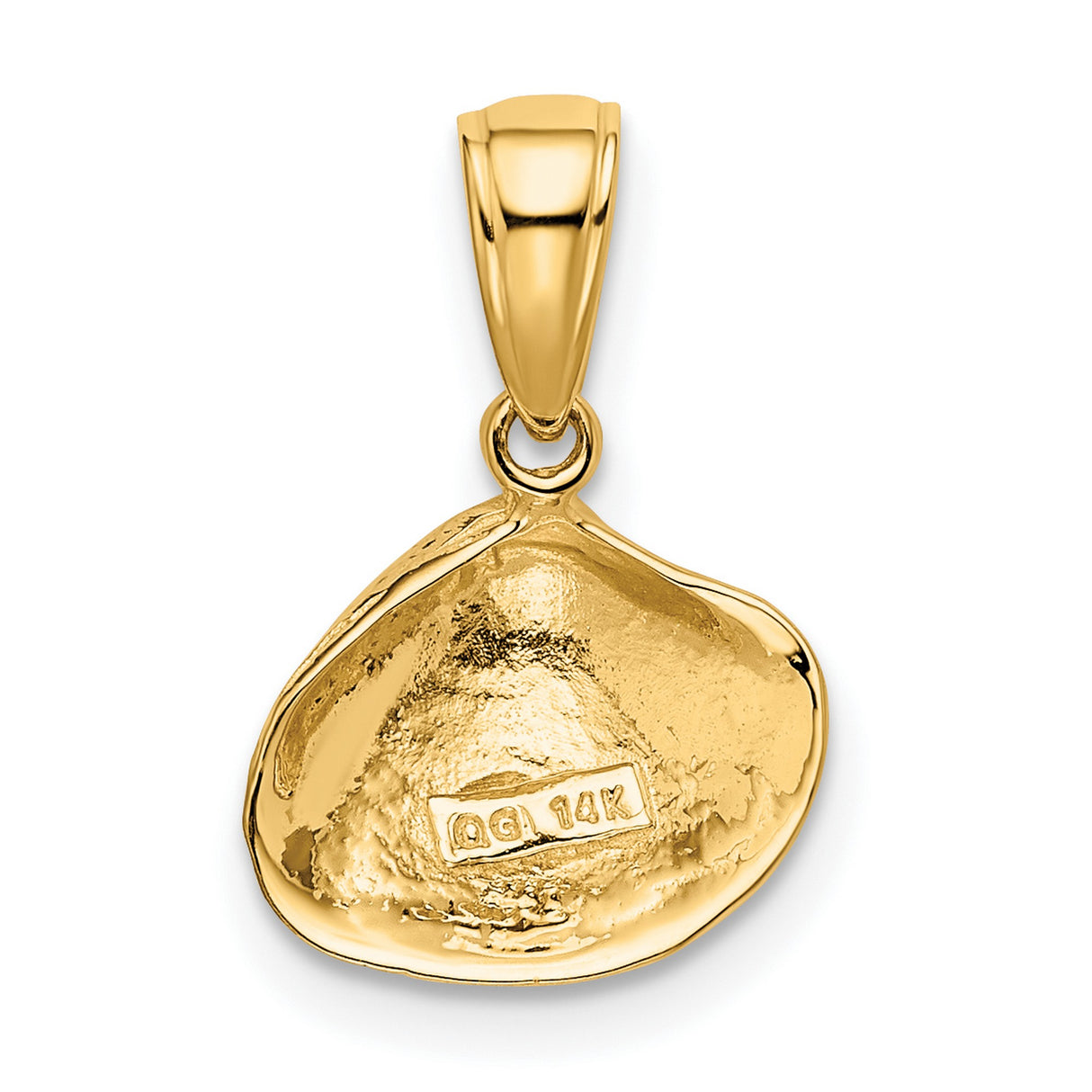 10k Yellow Gold Seashell Pendant, Clam Shell Ocean Jewelry, Nautical Beach Charm for Women