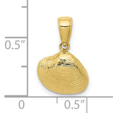 10k Yellow Gold Seashell Pendant, Clam Shell Ocean Jewelry, Nautical Beach Charm for Women