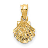Scallop Shell Charm Pendant in Real 10k Yellow Gold