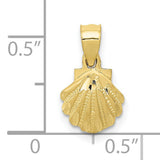 Scallop Shell Charm Pendant in Real 10k Yellow Gold