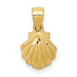 Scallop Shell Charm Pendant in Real 10k Yellow Gold