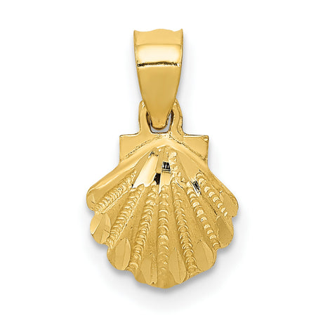 Scallop Shell Charm Pendant in Real 10k Yellow Gold