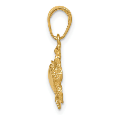 10k Yellow Gold Crab Pendant, Nautical Cancer Zodiac Charm, Marine Animal Design for Women or Unisex