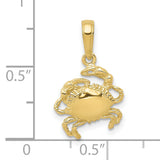10k Yellow Gold Crab Pendant, Nautical Cancer Zodiac Charm, Marine Animal Design for Women or Unisex
