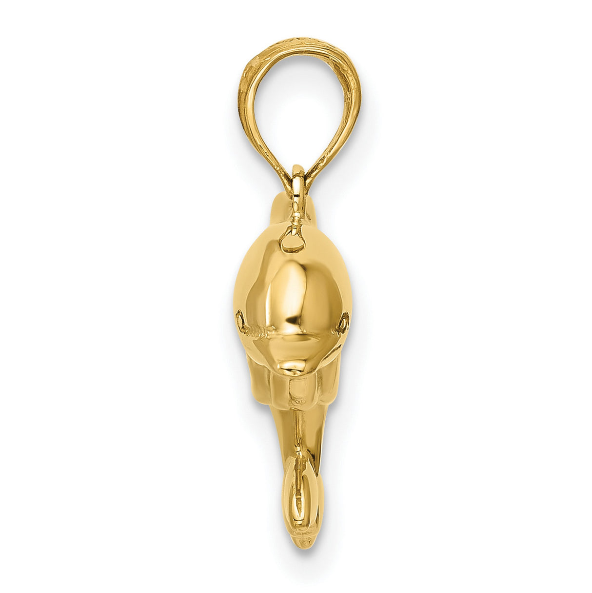 10k Yellow Gold Dolphin Pendant, Ocean Inspired Marine Animal Charm for Women