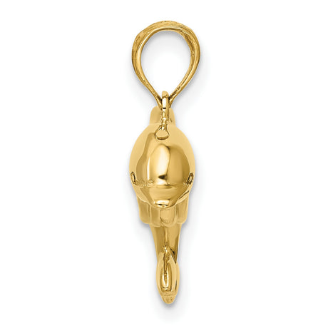10k Yellow Gold Dolphin Pendant, Ocean Inspired Marine Animal Charm for Women