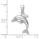 10k White Gold Dolphin Pendant, Polished Jumping Dolphin Charm, Ocean Inspired Jewelry