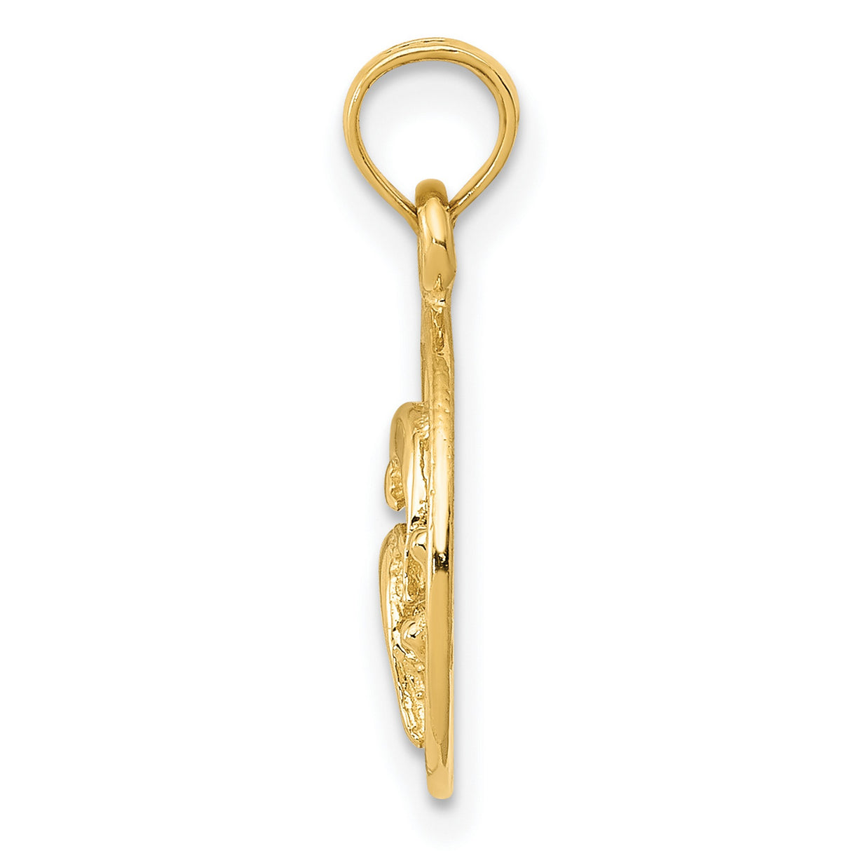 10k Yellow Gold Dolphin Pendant with Double Dolphins and Ocean Wave Circle Design