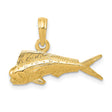 10k Yellow Gold Mahi Mahi Fish Pendant, Ocean Jewelry for Men or Unisex, Nautical Sea Charm