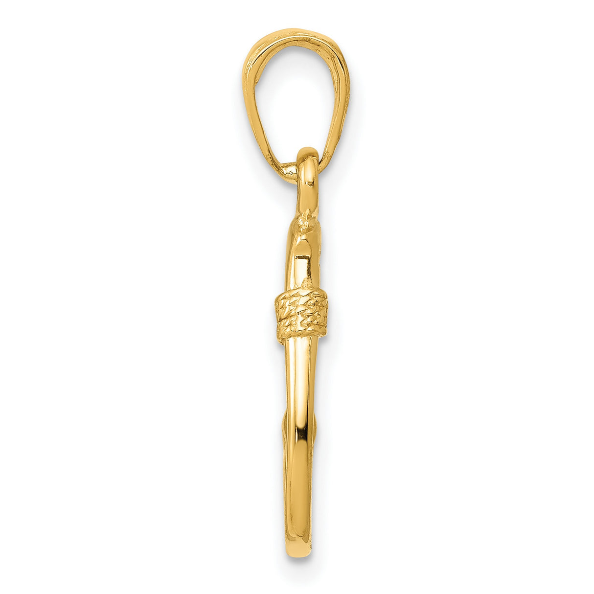 3-D Fish Hook Charm Pendant in Real 10k Yellow Gold