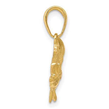 10k Yellow Gold Largemouth Bass Pendant, Detailed Fishing Charm for Men or Unisex Wear