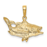 10k Yellow Gold Largemouth Bass Pendant, Detailed Fishing Charm for Men or Unisex Wear