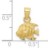 10k Yellow Gold Angelfish Pendant, Nautical Ocean Theme, Coastal Style Jewelry