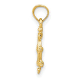 10k Yellow Gold Ship Helm Pendant, Nautical Maritime Charm for Men and Women
