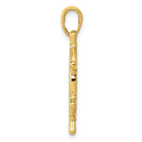 10k Yellow Gold Ship Wheel Pendant, Nautical Helm Charm for Men or Unisex