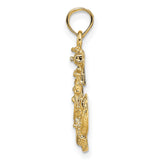 10k Yellow Gold Anchor Pendant with Ship Wheel, Cross, and Rope Design for Men