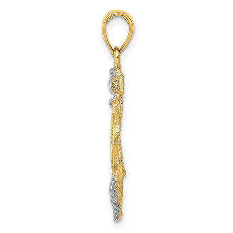10k Multi-Tone Gold Nautical Pendant with Anchor, Ship Wheel, and Rope Motif for Men