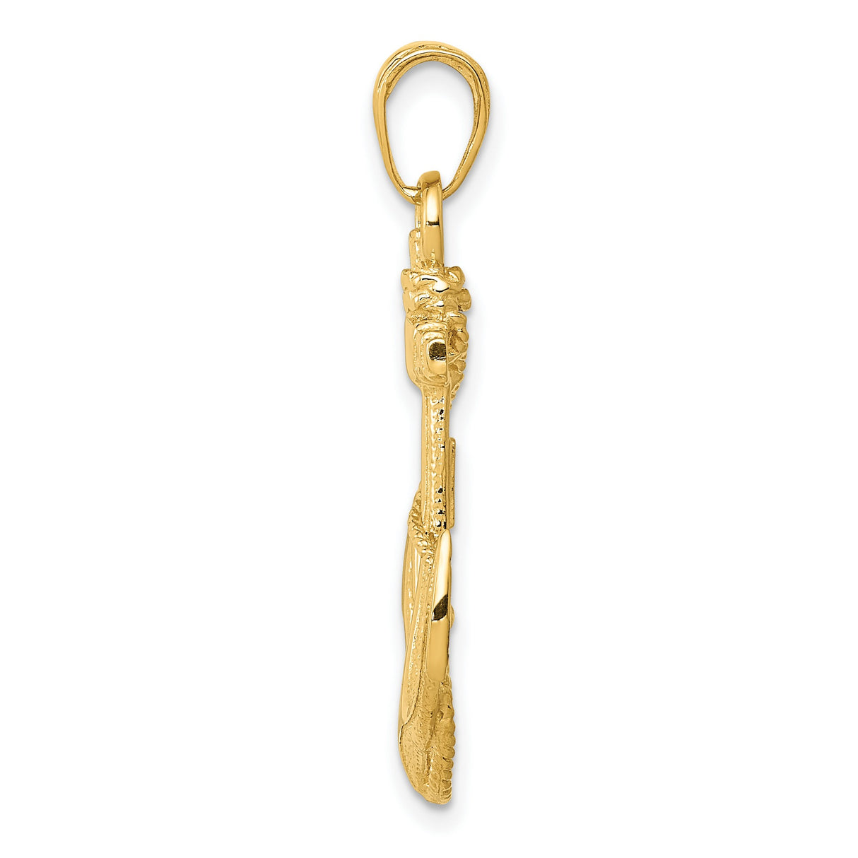 10k Yellow Gold Anchor Pendant with Rope Detail, Nautical Christian Symbol for Men or Unisex