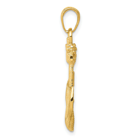 10k Yellow Gold Anchor Pendant with Rope Detail, Nautical Christian Symbol for Men or Unisex