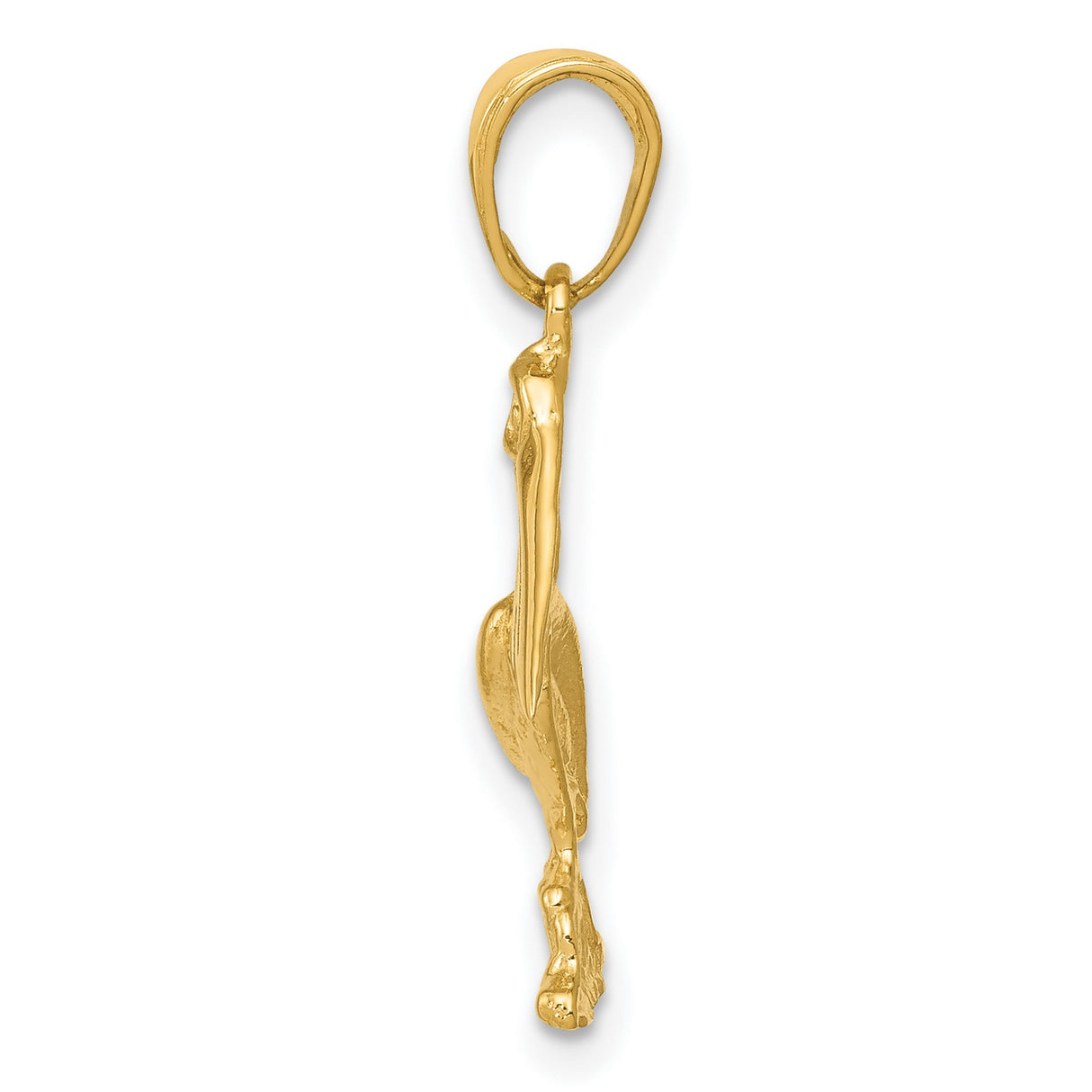 10k Yellow Gold Pelican Pendant with Detailed Bird on Rock, Coastal Wildlife Theme