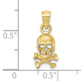 10k Yellow Gold Skull and Crossbones Pendant, Pirate Theme, Gothic Biker Style for Men
