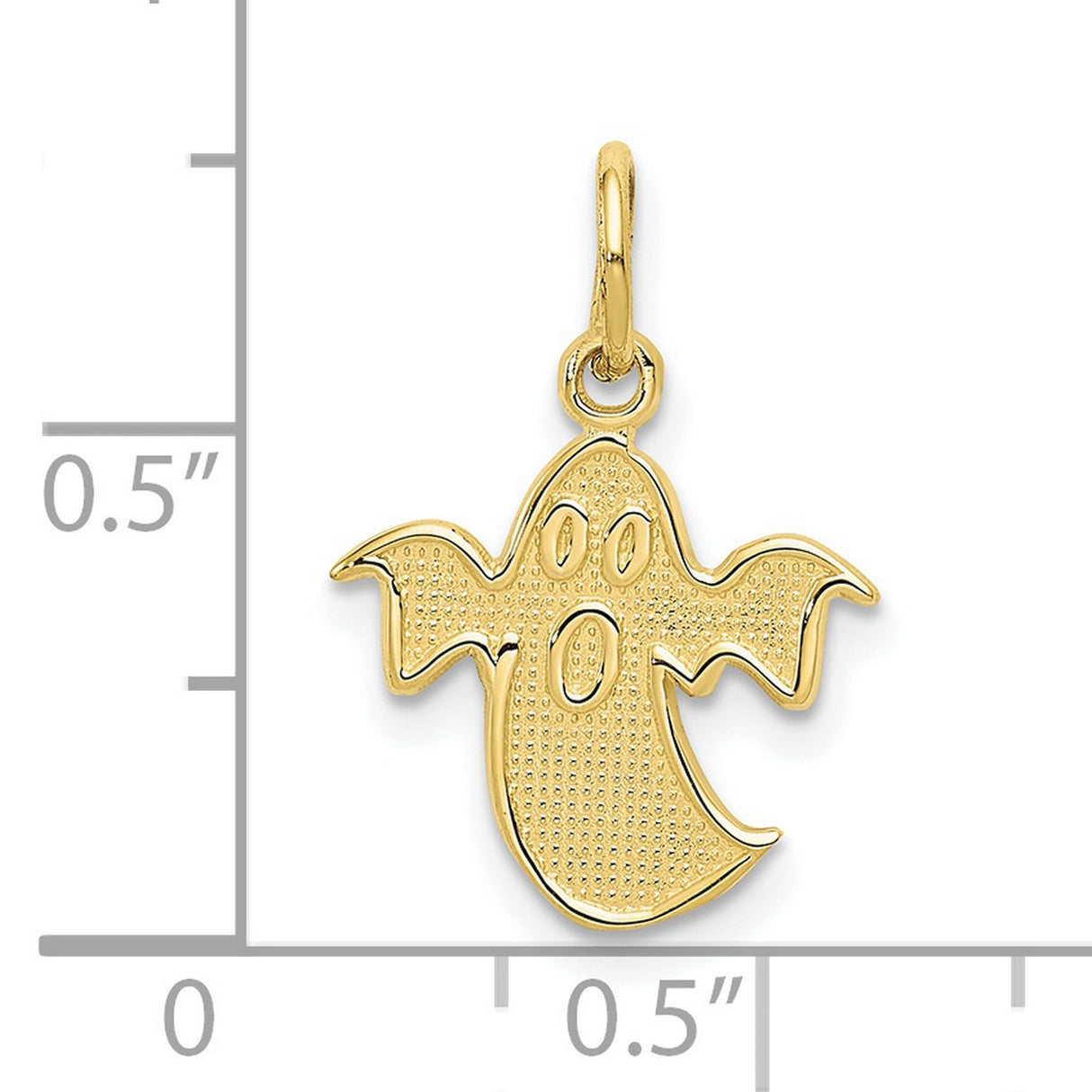 10k Yellow Gold Ghost Pendant Charm, Textured Halloween Jewelry for Women or Unisex Wear